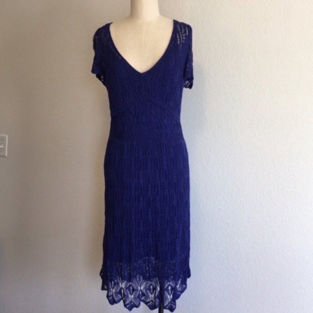 Blue Crochet Midi Dress